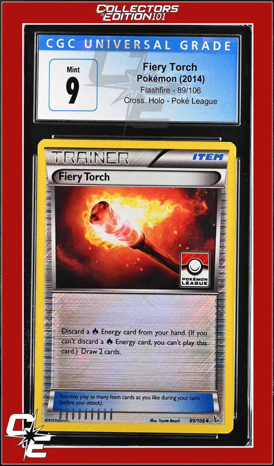 Flashfire Fiery Torch 89/106 Crosshatch Holo Pokemon League CGC 9