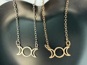 Authentic Triple Moon Goddess Necklace Set Gold & Silver Gold Plated S/