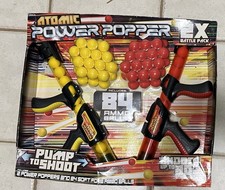Hog Wild Atomic Power Popper Launcher Battle Pack with 84 Sponge Balls, READ