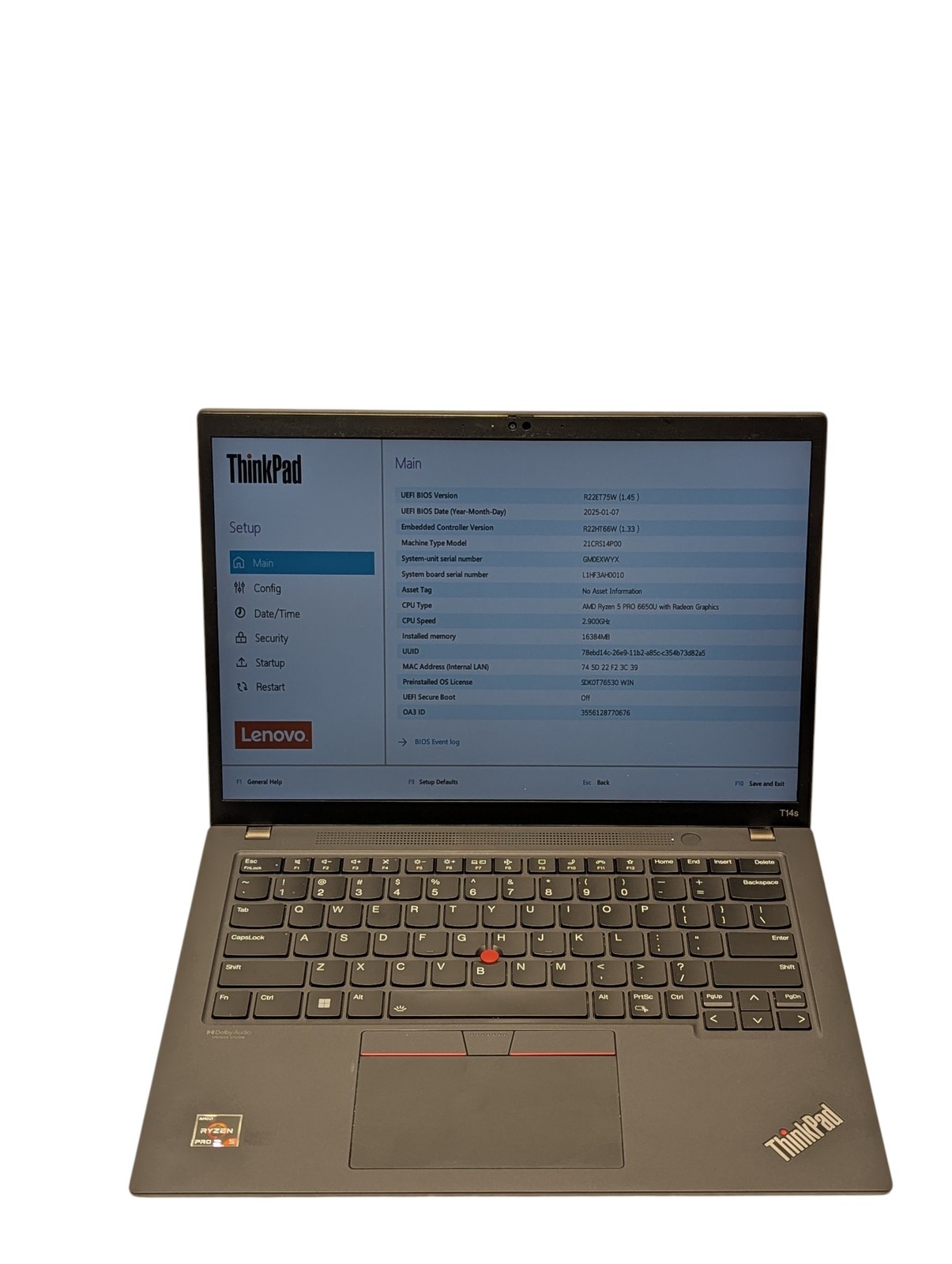 Lenovo ThinkPad T14s Gen 3, 14-Inch Laptop, with AMD Ryzen 5 PRO 6650U