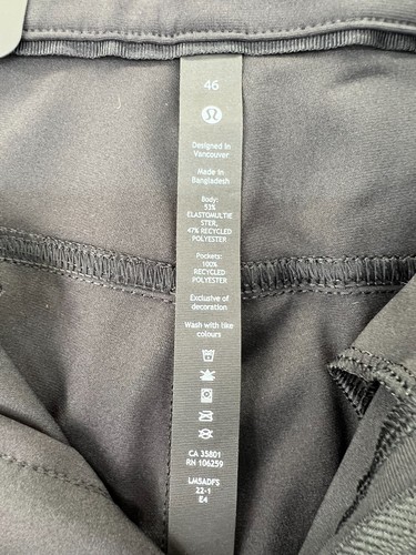 Lululemon ABC Pant Classic Mens 46x33.5 Dark Black Stretch NWT - Picture 9 of 12