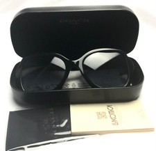 Coach Sunglasses Polished Black Pale Gold Logo HC 8295 New with Case