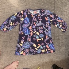 Johnny Was Eleanor Tee Rose of Sharon Floral 3/4 Sleeve - Small