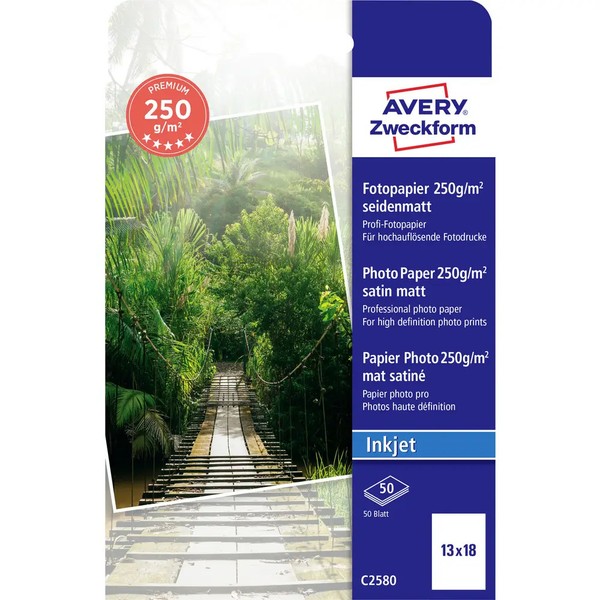 50Er Multipack Avery-Zweckform Premium C2580 Fotopapier 13 X 18 Cm 250 G/M² 50-image