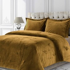 Tribeca Living Venice Velvet Oversized Solid Duvet Set, King, Camel, VENICEDU...