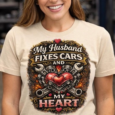 My Husband Fixes Cars Shirt, Mechanic Wife Shirt, Car Guy Spouse Gift, Girlfrien
