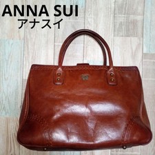 ANNA SUI Brown Leather Tote Bag Butterfly A4 Size