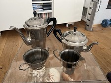 WMF Kaffee Tee Kanne versilbert Art Deko Um 1930 Antik Zuckerdose Milchk&auml;nnchen