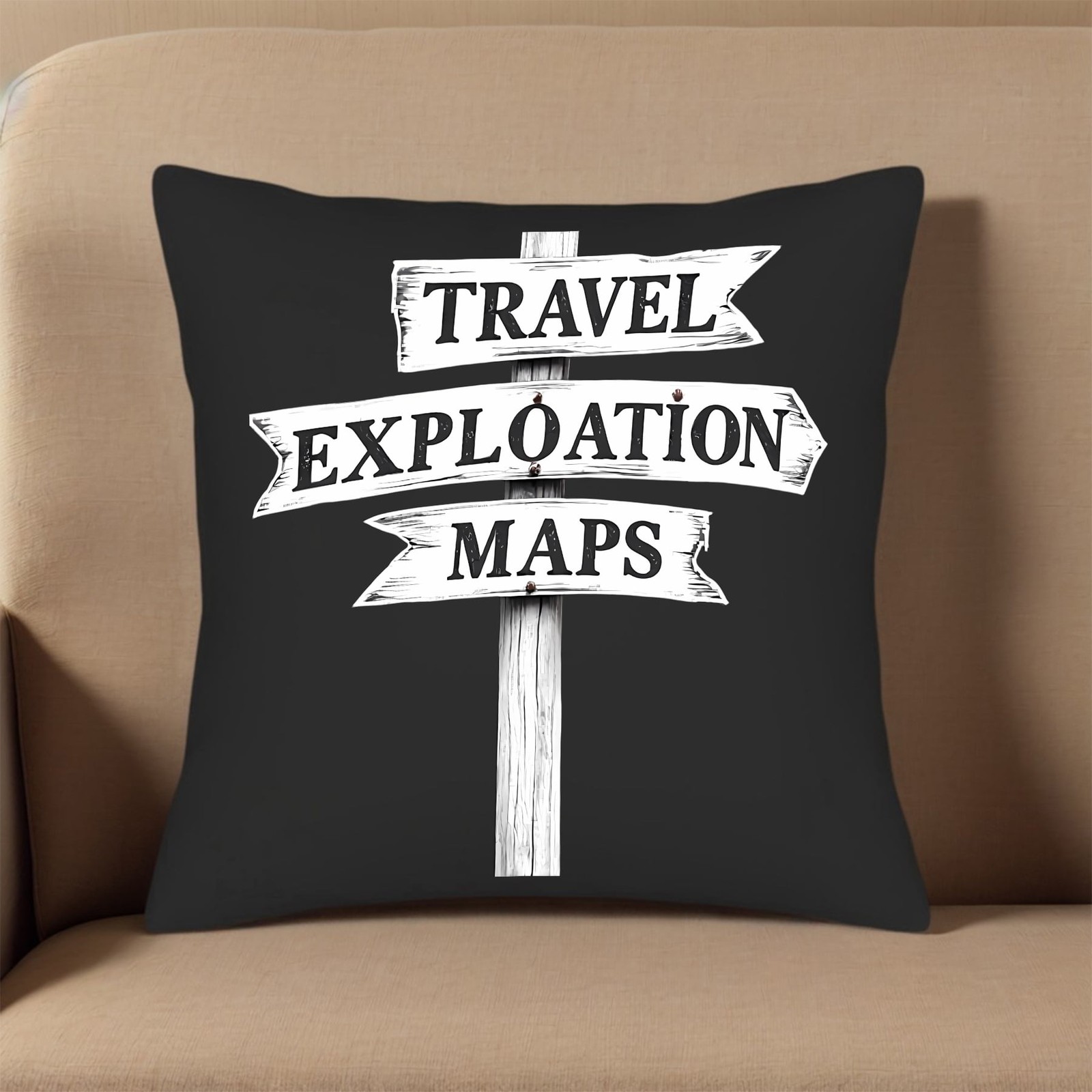 Set of 2 Decorative Throw Pillow Covers 18x18in - Travel-Inspired Design 