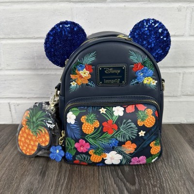 Loungefly Disney Tropical Mickey Mouse Convertible Mini Backpack Aloha NWT New
