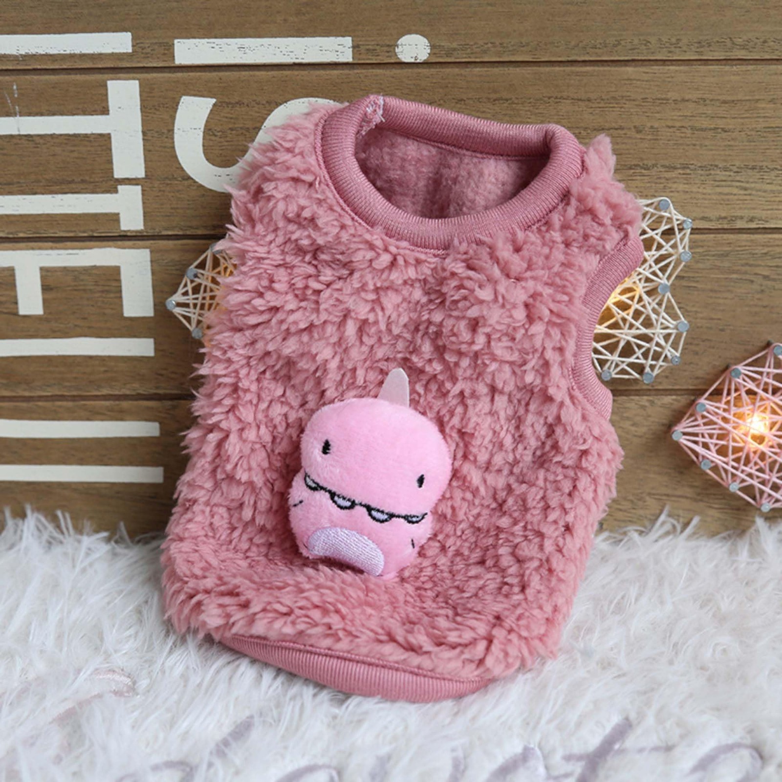 FLAdorepet 3-Pack XXS Teacup Dog Cat Fleece Sweater Vest Winter Clothes Dinosaur