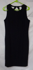 Women's LIZ CLAIBORNE DRESSES Solid BLACK Lined Sleeveless Sheath Dress ~ 10