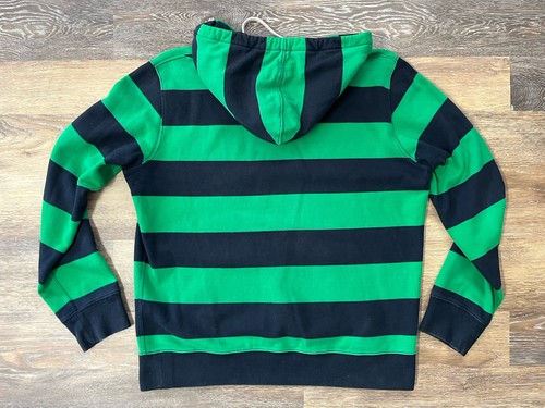 Vintage Polo Ralph Lauren Striped Rugby Long Sleeve Hooded Shirt Green Blue Sz L by Ralph Lauren, Size L, $49.99 - Photo 4