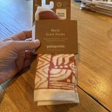 Patagonia High-Performance Crew Socks - Merino Wool Wht/ OrPattern Medium Unisex