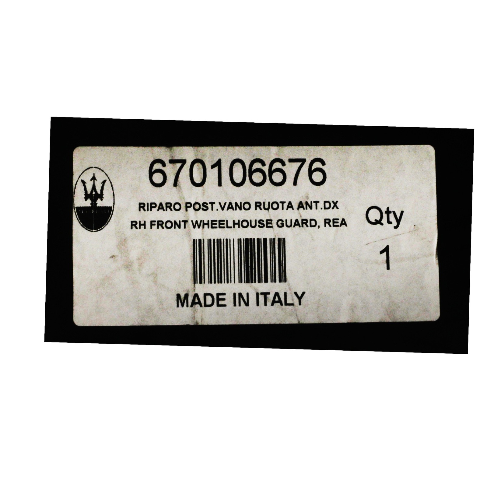 GENUINE MASERATI 2019-2020 Levante RH Front Wheelhouse Rearward Guard 670106676