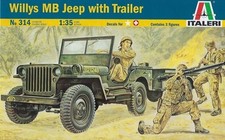 1:35 Willis Mb Jeep with Trailer Model Kit