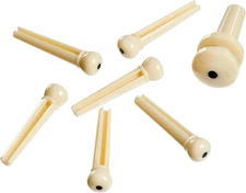 Injected Molded Bridge Pins with End Pin, Set of 7, Ivory with Black Dot