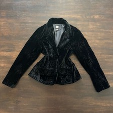 Vintage Old Navy Jacket Women's XL Embroidered Velvet Tie Front Blazer Black