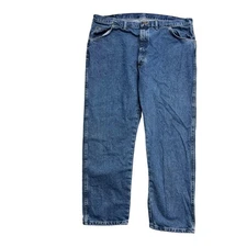 Wrangler Jeans W42 L29 Mens Mid Blue Regular Straight Fit Vintage USA Made (E)