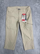 Eddie Bauer Rainier Capri Pants Womens 8 Beige Hiking Stretch UPF 50 Quick Dry