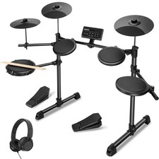 Electric Drum Set for Beginners, All in One, Quiet Mesh Snare Pad Electronic ...