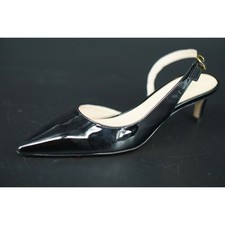 Stuart Weitzman Black Patent Leather Avenue Pointy slingback Pump SZ 6 low heel