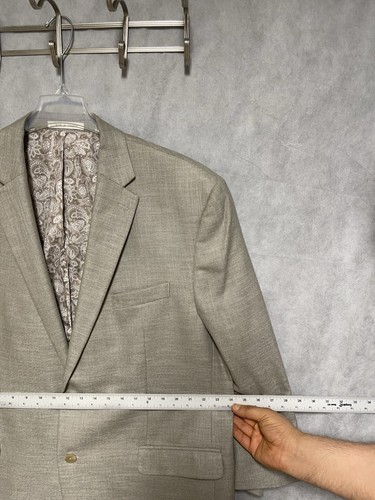 Chaps Blazer Men's 48R Beige Wool Flannel Linen Blend Coat Ralph Lauren Luxury - Picture 4 of 9