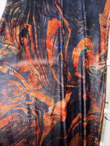 SOFT ENVIRONMENT Maxikleid Samt Abstraktes Muster Orange Neu mit Etikett - Bild 2 von 5