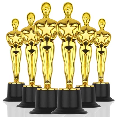 WINKIO Gold Award Trophies，6” Gold Award Statues, Pack of 6 Mini Trophies, Plastic T...