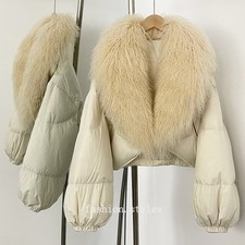 Winter Down Jacket Women's Short Wool Big Fur Collar Coats Parka Warm Outwear