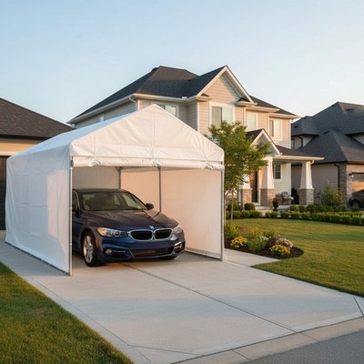 Durable 10X20 Canopy Tarp Front Panel - Elegant White Waterproof Protection
