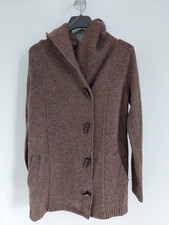 Kenar Strickjacke Mantel Cardigan braun, Gr. M, mit Kapuze, Wolle + Alpaca, NEU