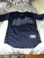 Flex base Majestic Size Small Atlanta Braves Baseball Jersey Button Down