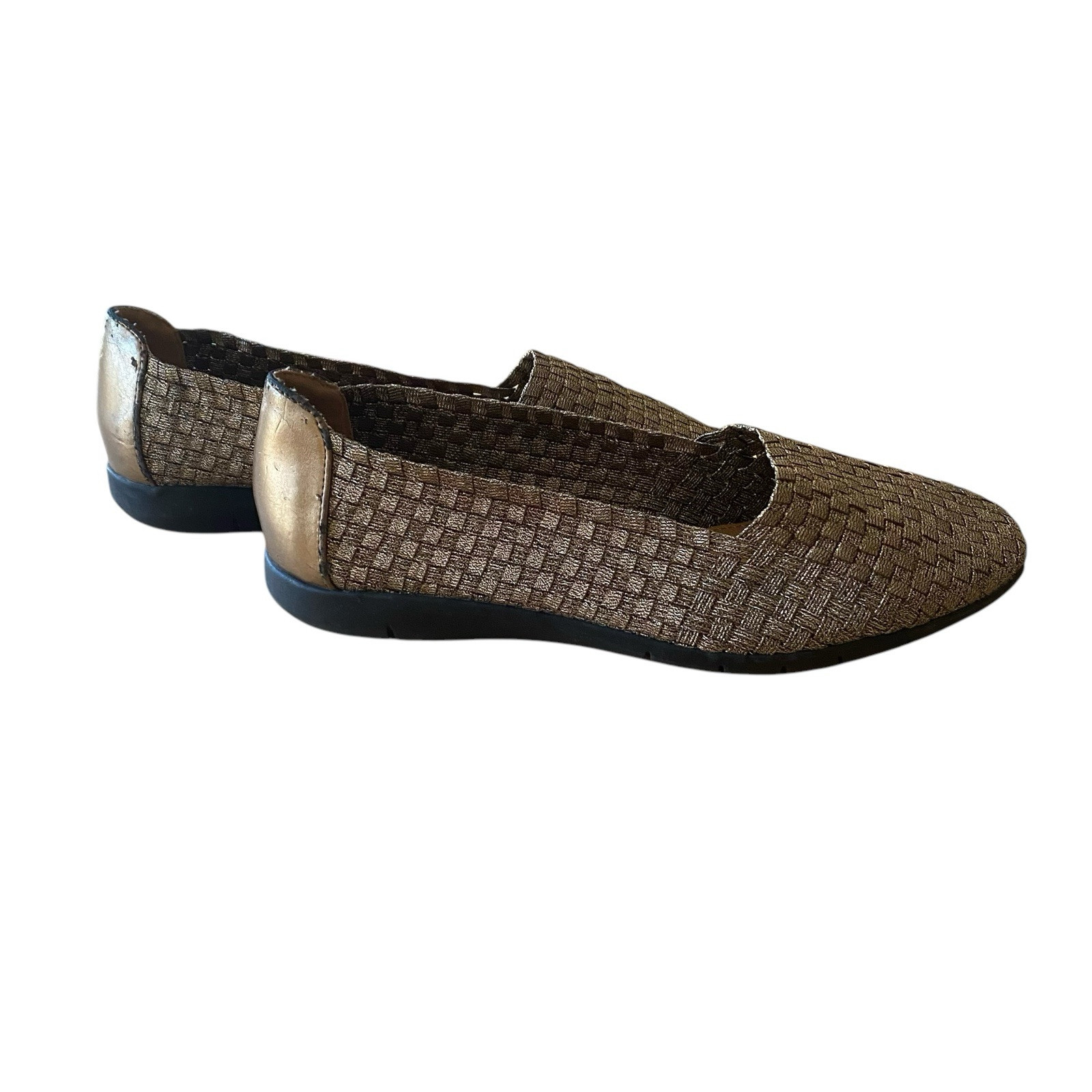 Bronze Gold Comfortview Metallic Woven Slip-On Shoes Size 7WW