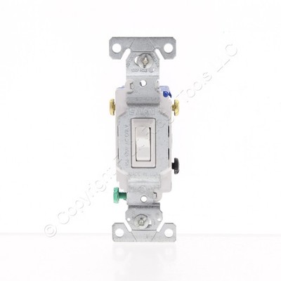 Eaton 1303-7W White 3-Way 15A Toggle Wall Light Switch Control 120V Bulk