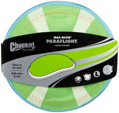Chuckit PARAFLIGHT Dog Fetch Toy Large Frisbee Glow in the Dark 3D Rechargeable