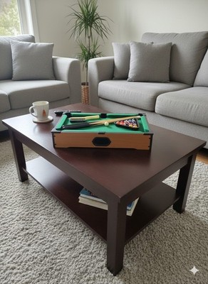 20x12x4'' Table Top Mini Pool Table With Balls Cues Triangle Rack And Brush W/box