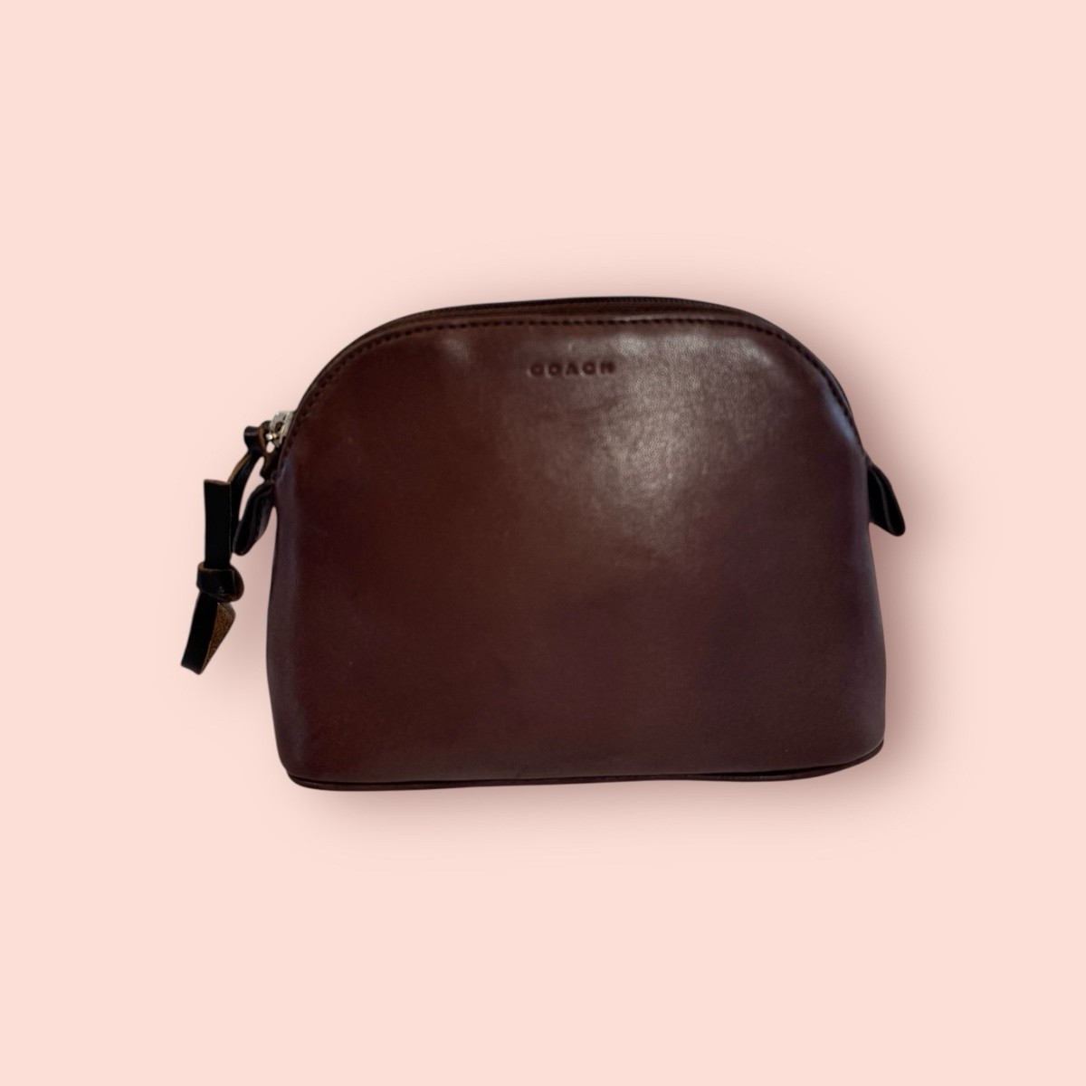 COACH Vintage Dome Zip Medium Cosmetic Case Purse Luxury Leather