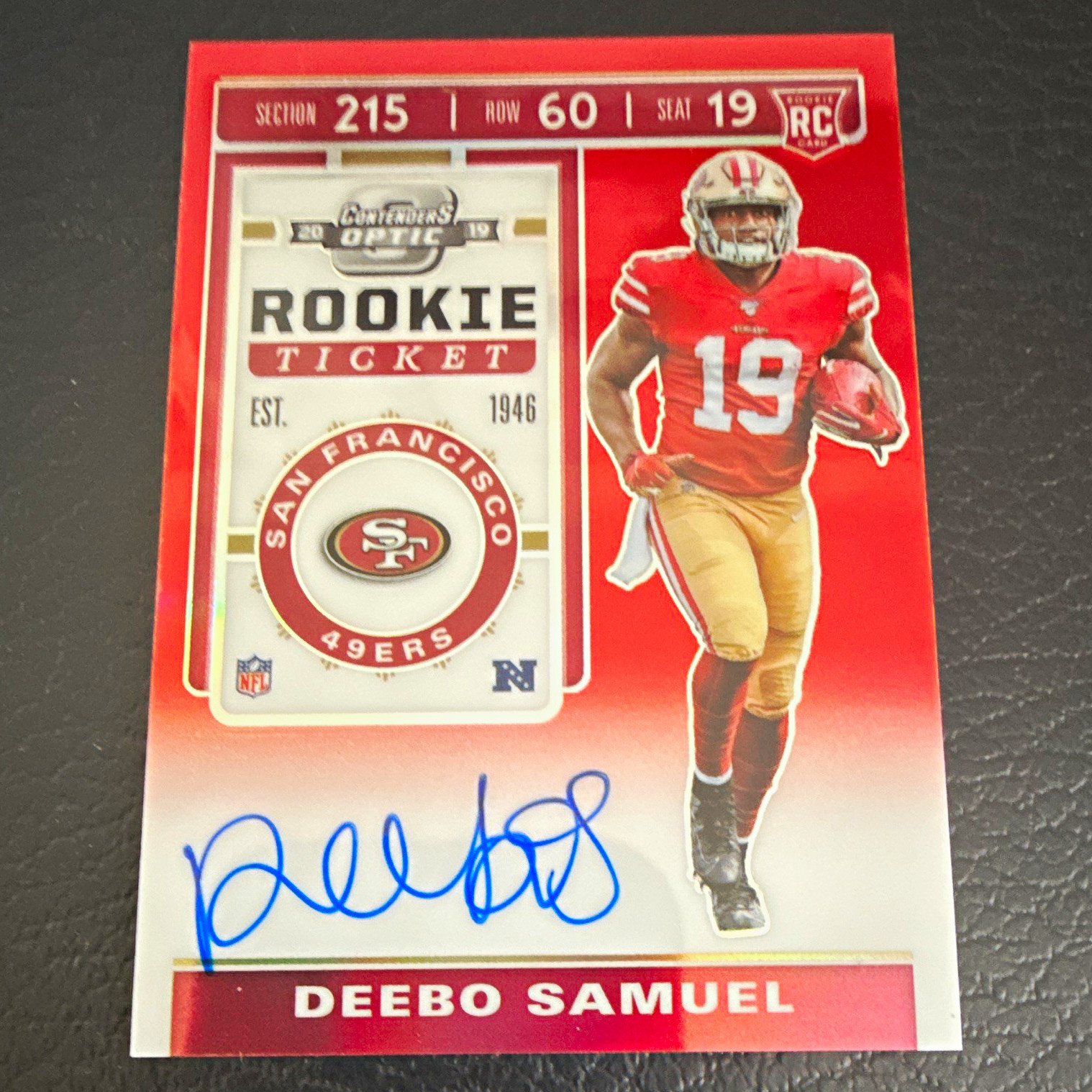 Panini Contenders Optic Deebo Samuel Rookie Ticket Red Prizm Auto #111 /199