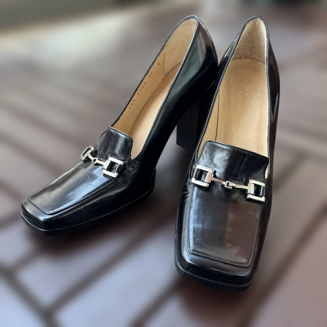 Gucci Pumps Heel Black Leather Size 36 US About6 For Women