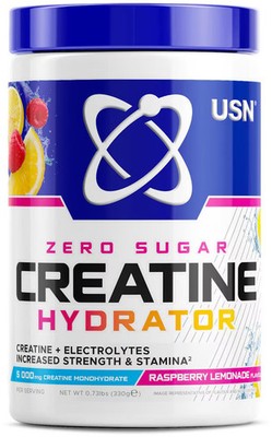USN Creatine Hydrator - Zero Sugar, 330 g Dose, Raspberry Lemonade