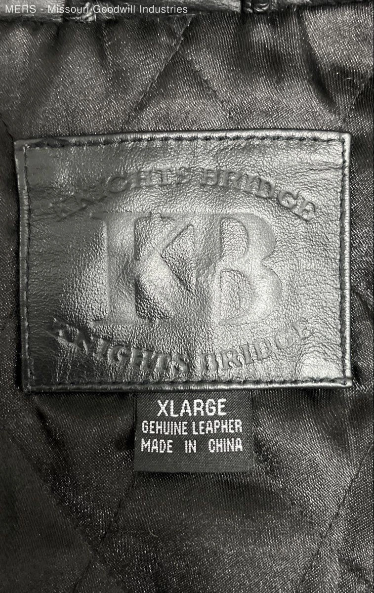 Knights Bridge Men's Black Genuine Leather Quilted Lined Jacket Sz XXL - product detail image 4