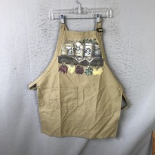 Bib Apron Adults OS Country Kitchen Crock Jars Print Beige Cotton USA Picnic