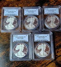 5 x 1oz 2011-W PCGS PR70 Silver Proof American Eagles USA 5 ounces 999 Fine Pure