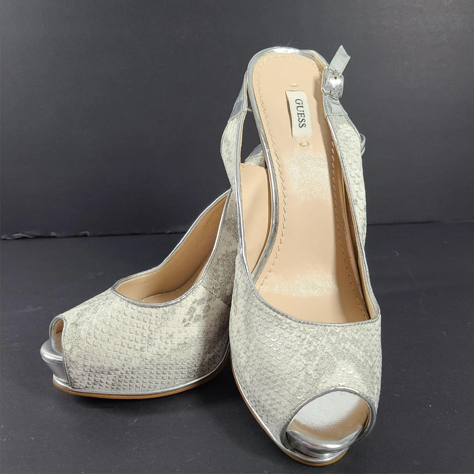 Sandalias de tacón Guess Huela 2 plataformas con estampado de piel de serpiente punta abierta talla 9 Foto 2 de 4