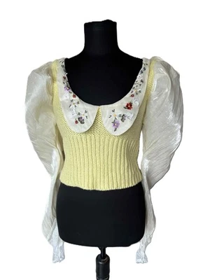 b.Fleurs hopeless romantic pullover gr.M 100 % wolle - Bild 1 von 4