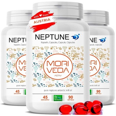 MoriVeda NEPTUNE Krillöl Kapseln I mit 100% antarktischem Krill Öl I 3x90 Kapsel
