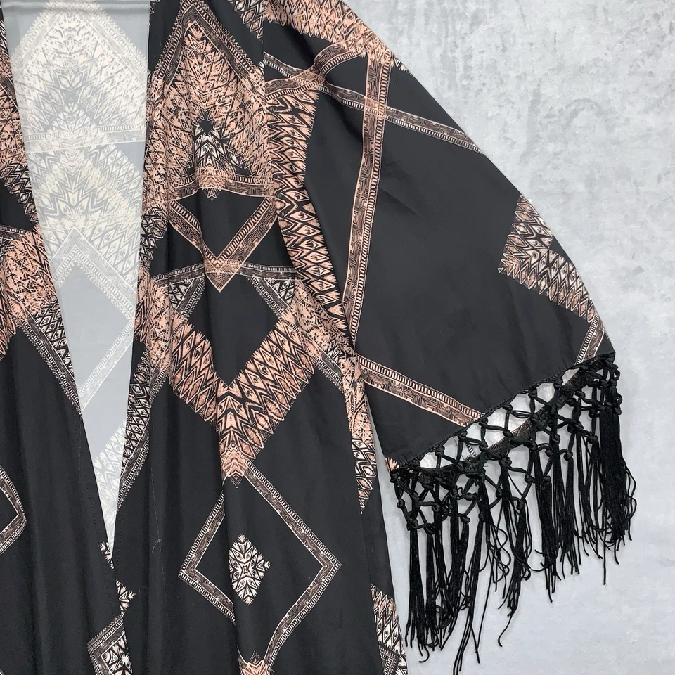 Кардиган Whitney Eve с черной и золотой геометрической бахромой кимоно кисточки размер XS - Изображение 3 из 4