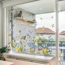 2 pièces décalcomanies statiques papillon floral pour fenêtres portes vitrée