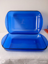 American Vintage Anchor Hocking Blue Serving Dishes 28�20cm  33�22 Cm